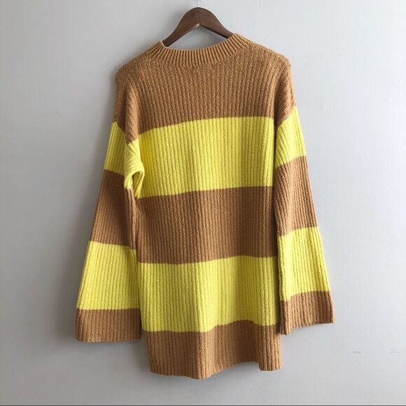 BP Oversized Striped Soft Stretchy Knit Sweater Shirt Yellow Brown - Picture 8 of 12